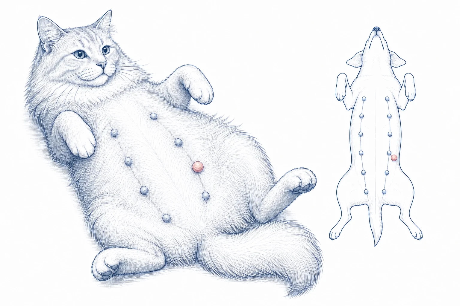 Veterinary illustration of feline and canine mammary gland masses